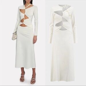 Sid Neigum tension Italian knit White Cut-Out maxi Dress XS